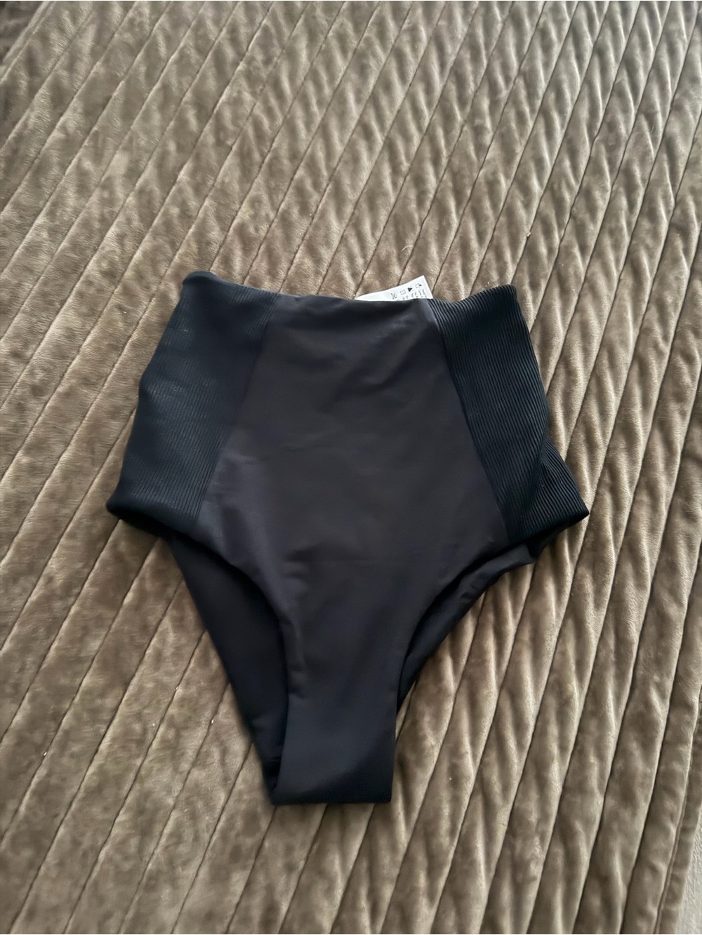 l*space Black Ribbed High waisted Swim Bottoms